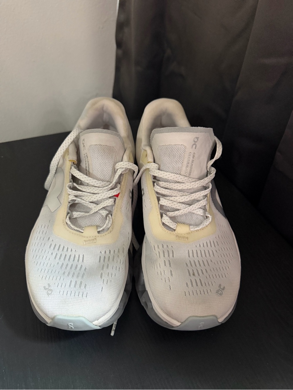 On Running Women's Cloudmonster White and Gray Trainer